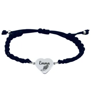 Personalized Engraved Track & Field Heart Rope Bracelet