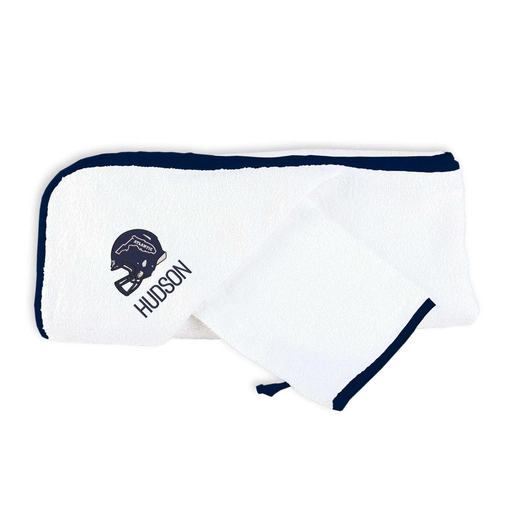 Personalized FAU Owls Helmet Hooded Towel & Wash Mitt Set