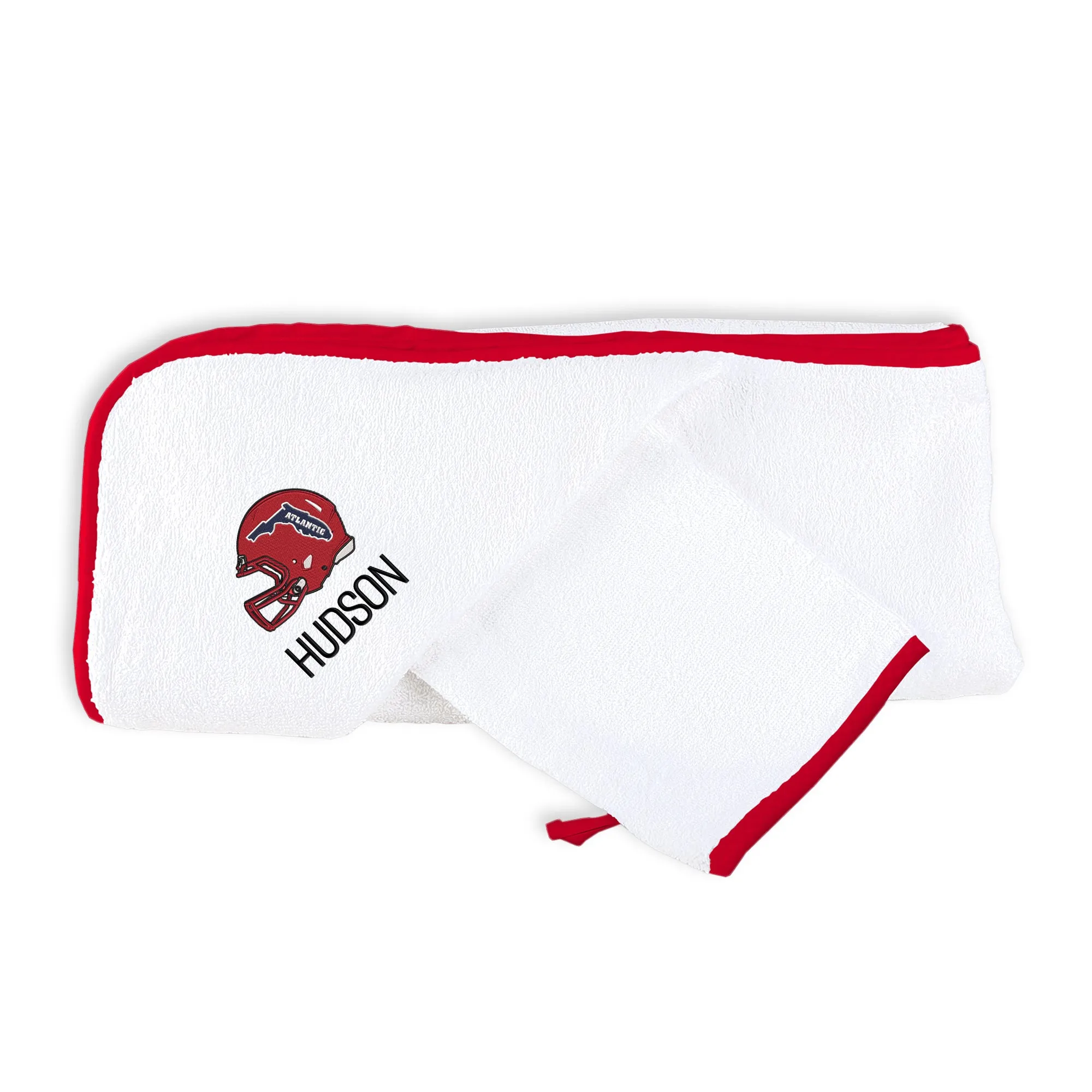 Personalized FAU Owls Helmet Hooded Towel & Wash Mitt Set