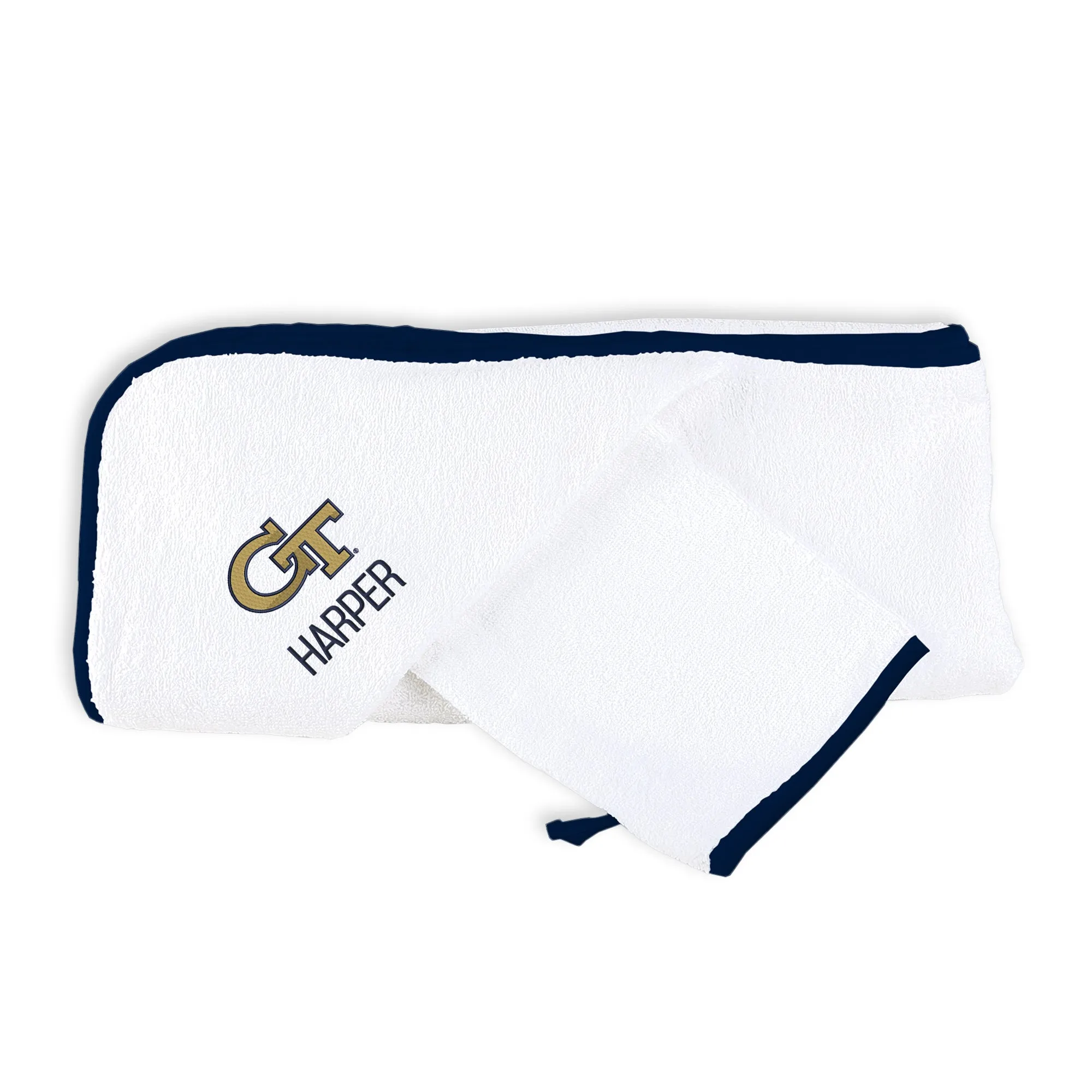 Personalized Georgia Tech Yellow Jackets Hooded Towel & Wash Mitt Set