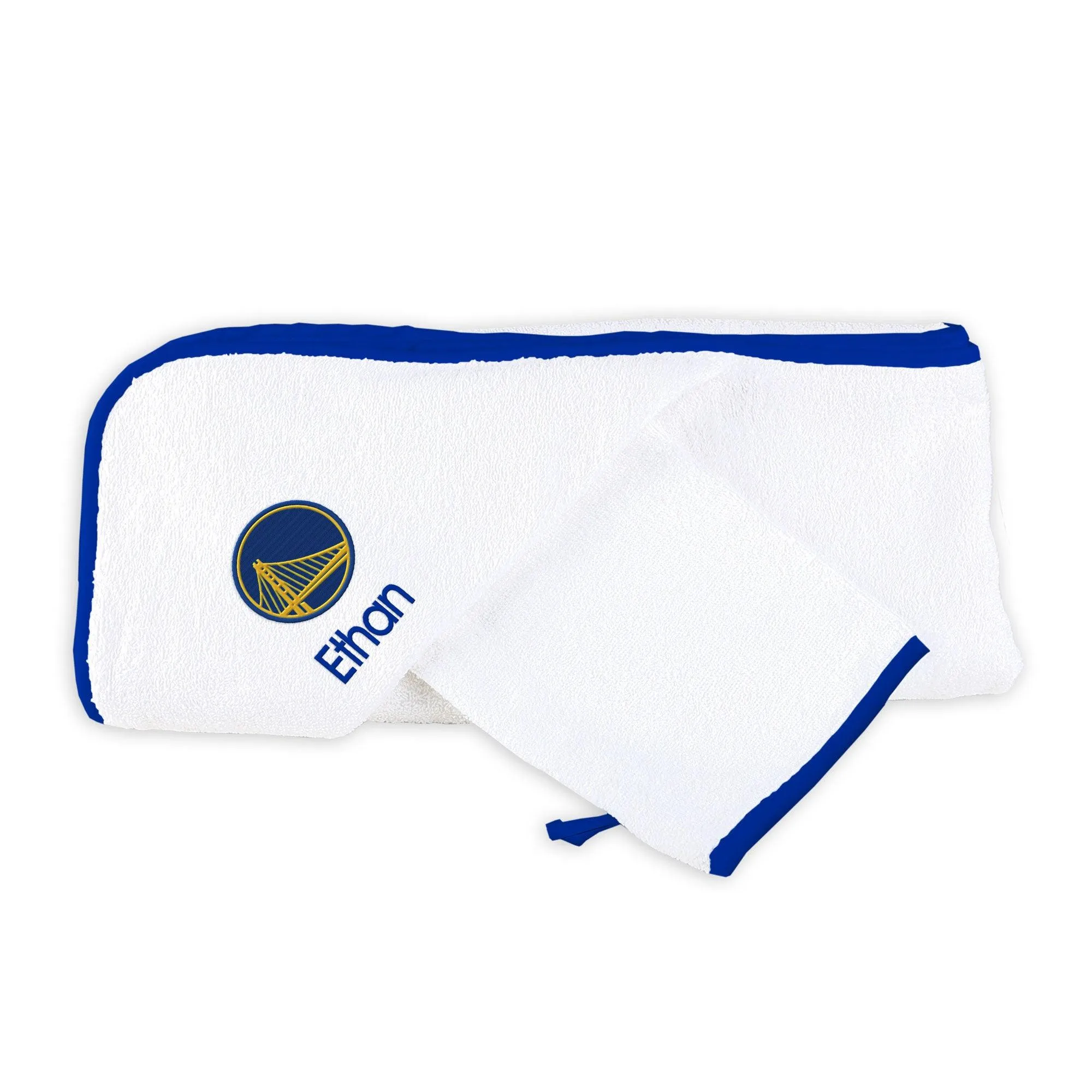 Personalized Golden State Warriors Hooded Towel & Wash Mitt Set