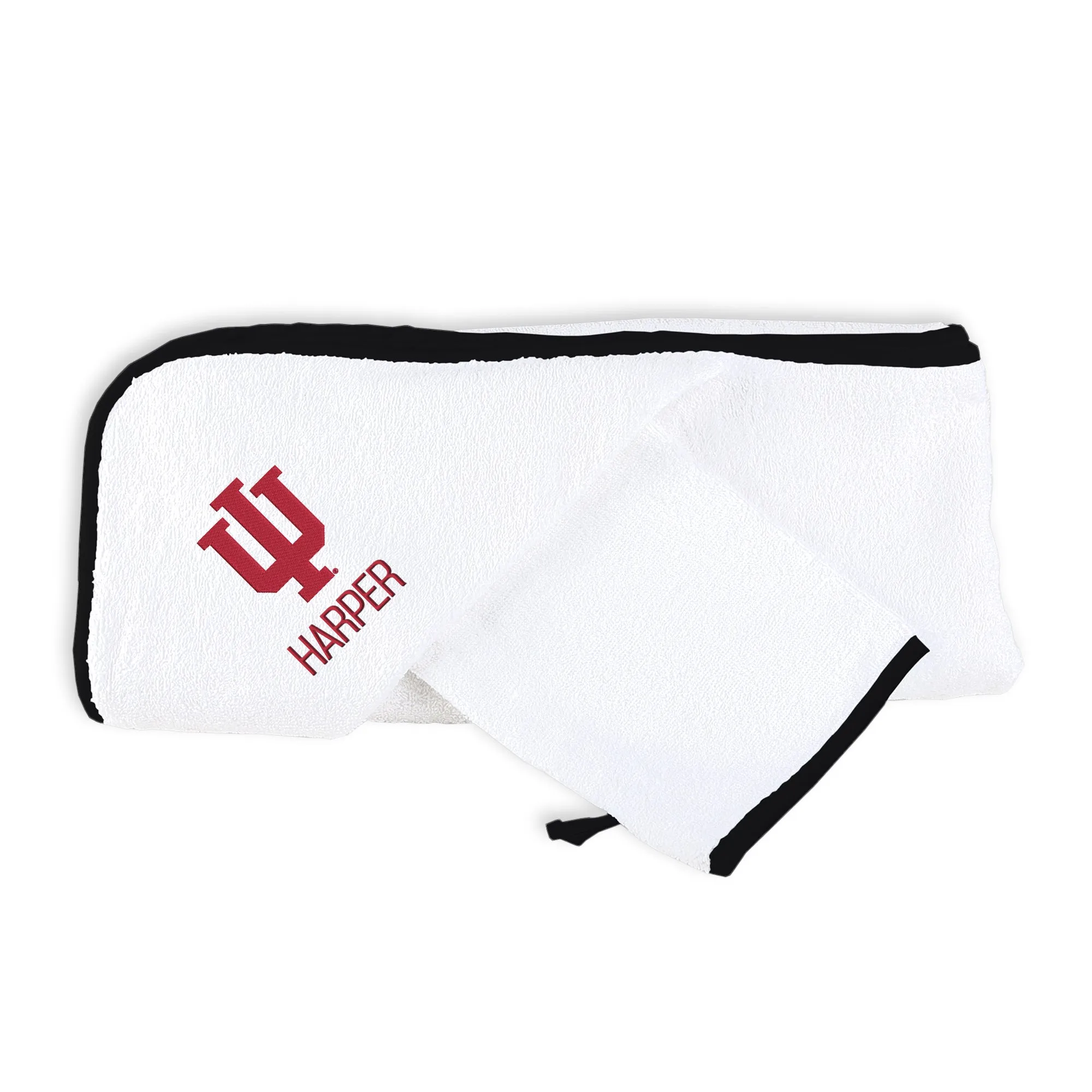 Personalized Indiana Hoosiers Hooded Towel & Wash Mitt Set