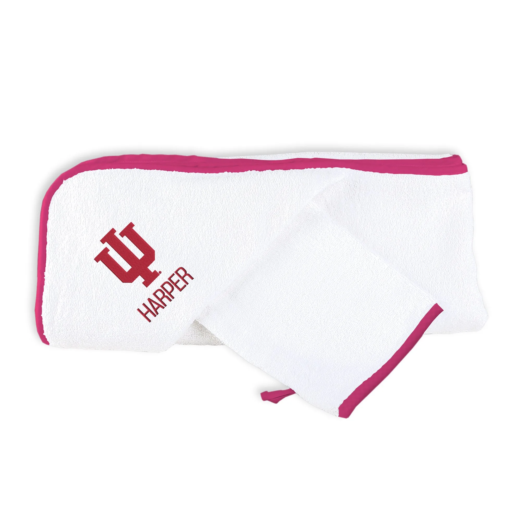 Personalized Indiana Hoosiers Hooded Towel & Wash Mitt Set