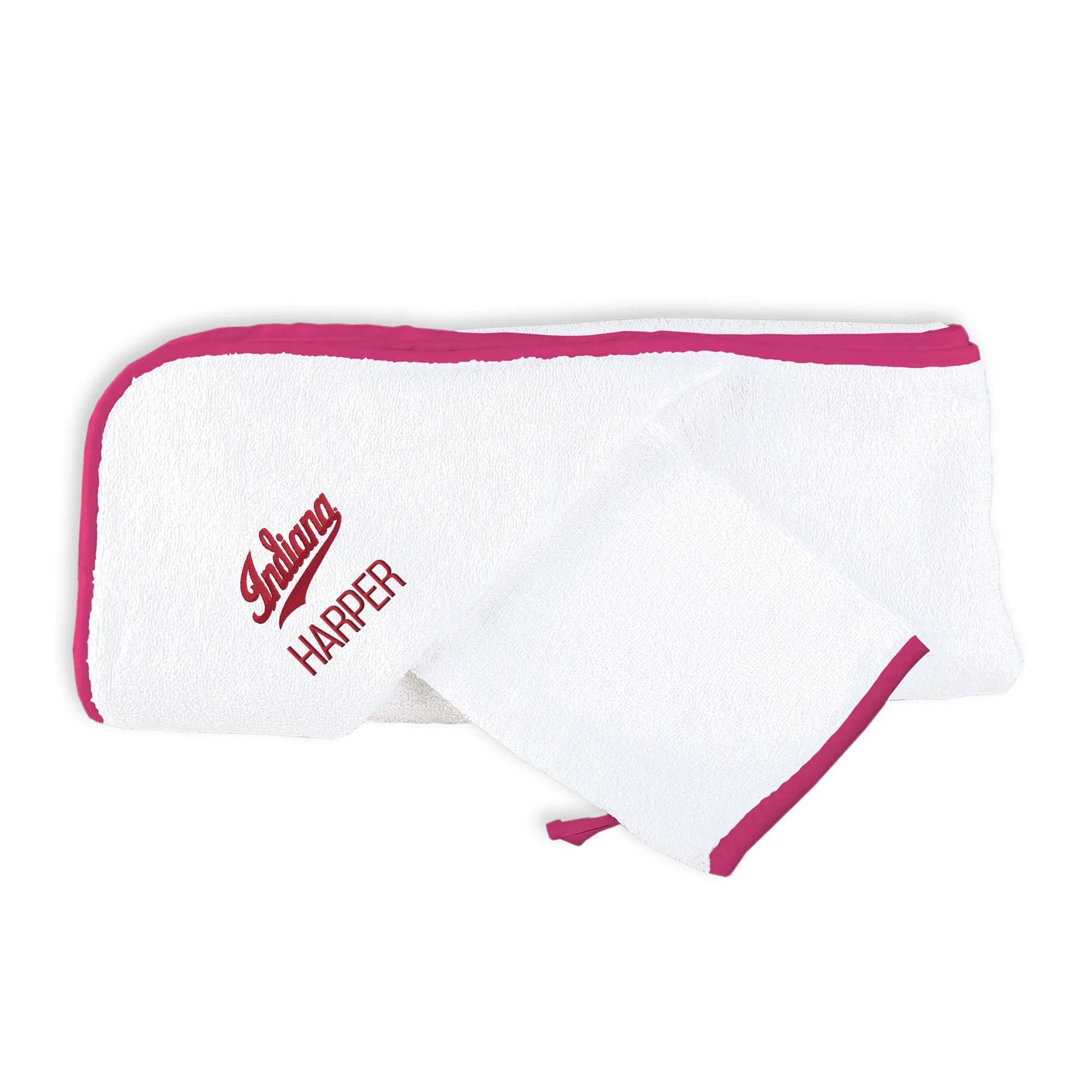 Personalized Indiana Hoosiers Script Indiana Hooded Towel & Wash Mitt Set