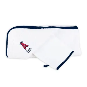 Personalized LA Angels Hooded Towel & Wash Mitt Set