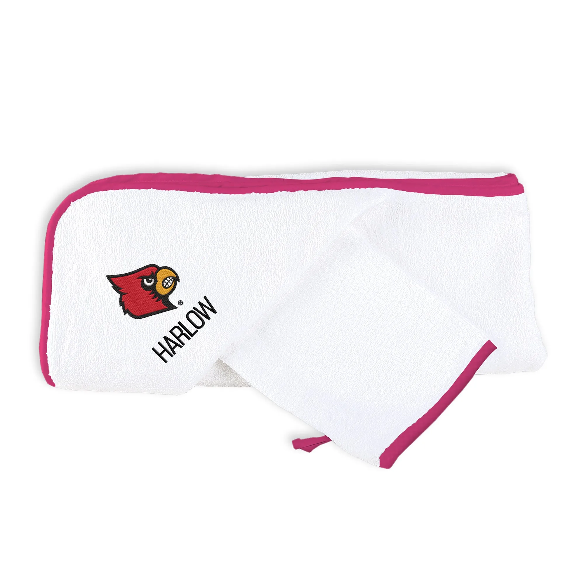 Personalized Louisville Cardinals Hooded Towel & Wash Mitt Set