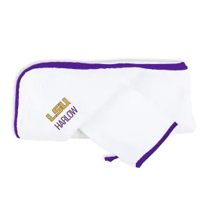 Personalized LSU Tigers Hooded Towel & Wash Mitt Set