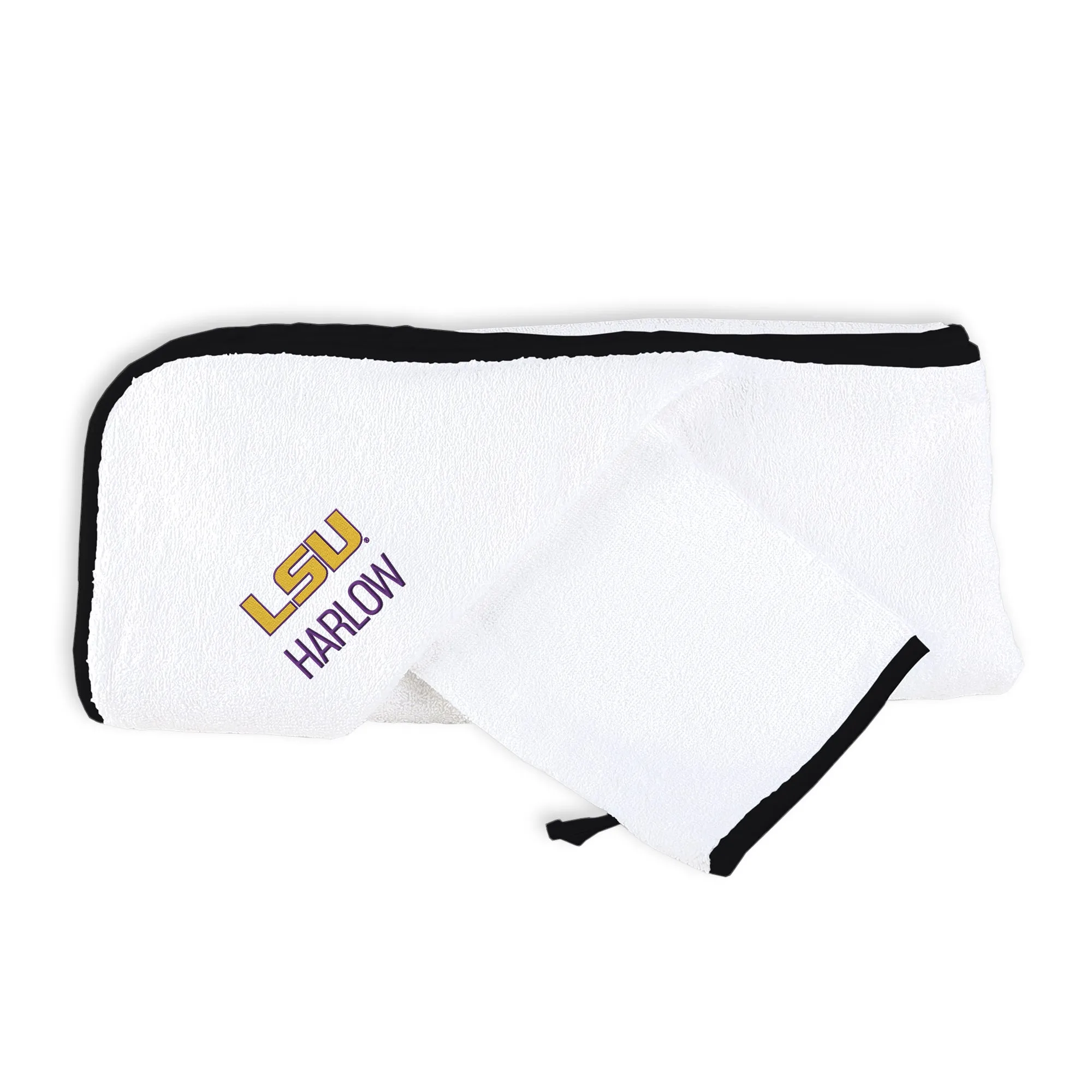 Personalized LSU Tigers Hooded Towel & Wash Mitt Set