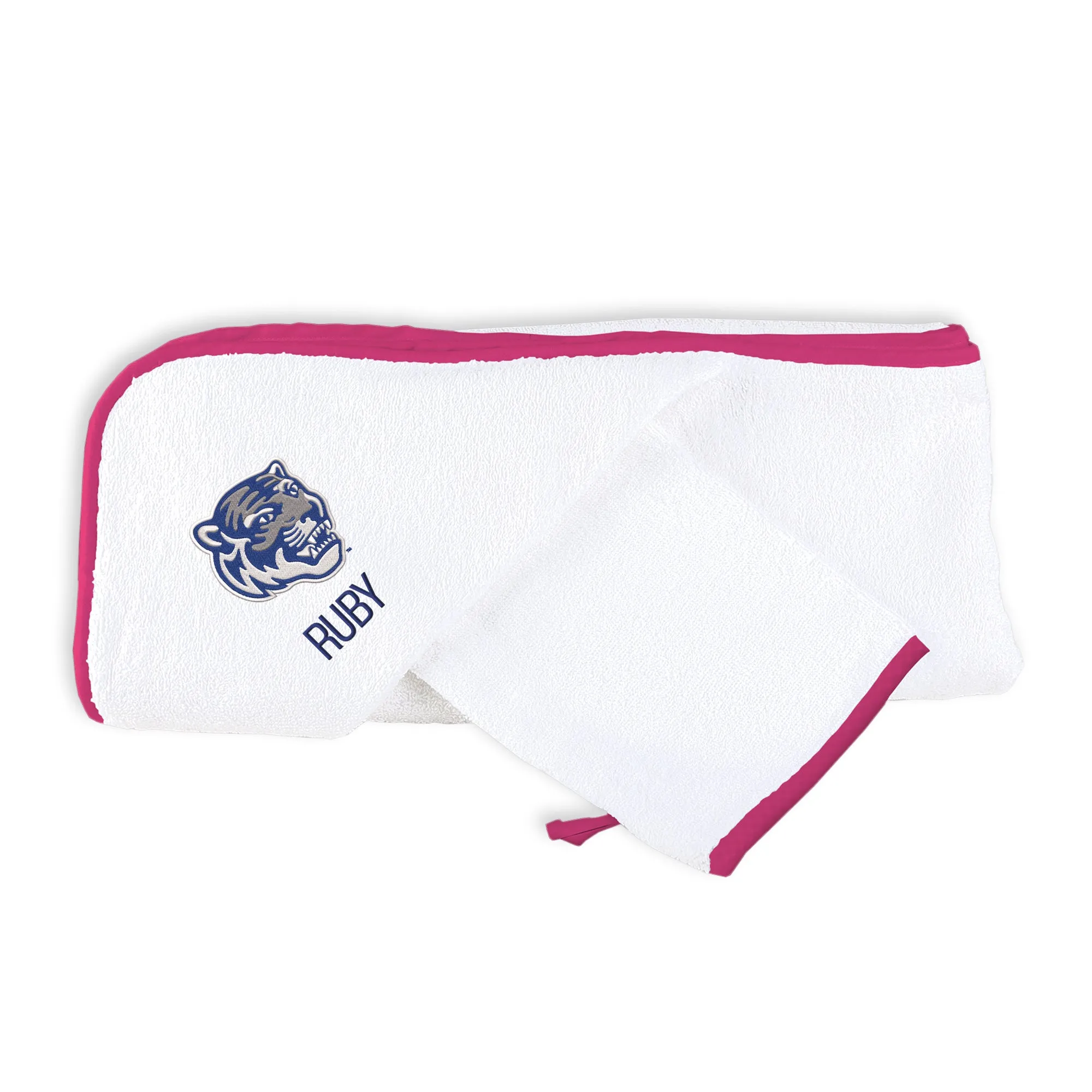 Personalized Memphis Tigers Tiger Head Hooded Towel & Wash Mitt Set