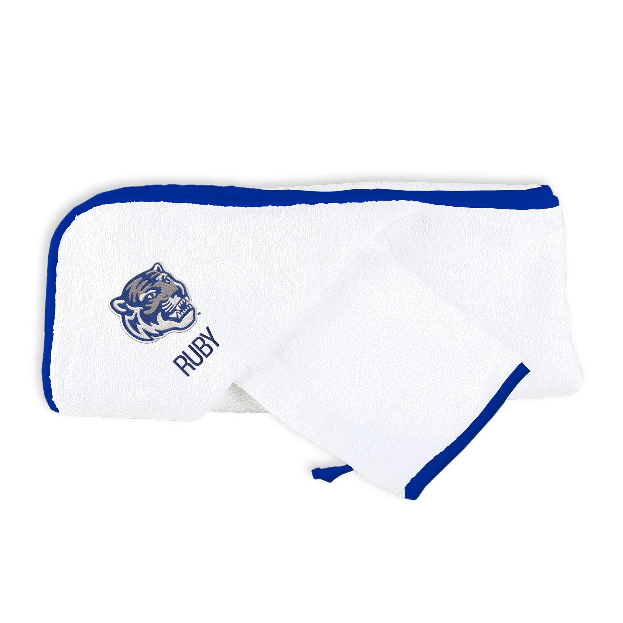 Personalized Memphis Tigers Tiger Head Hooded Towel & Wash Mitt Set