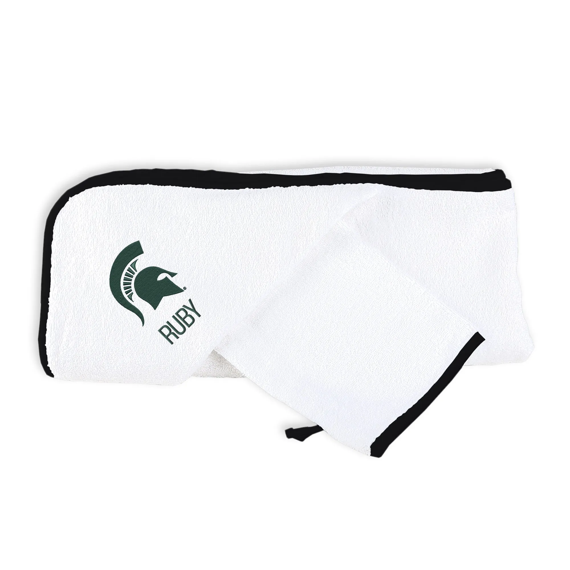 Personalized Michigan State Spartans Hooded Towel & Wash Mitt Set