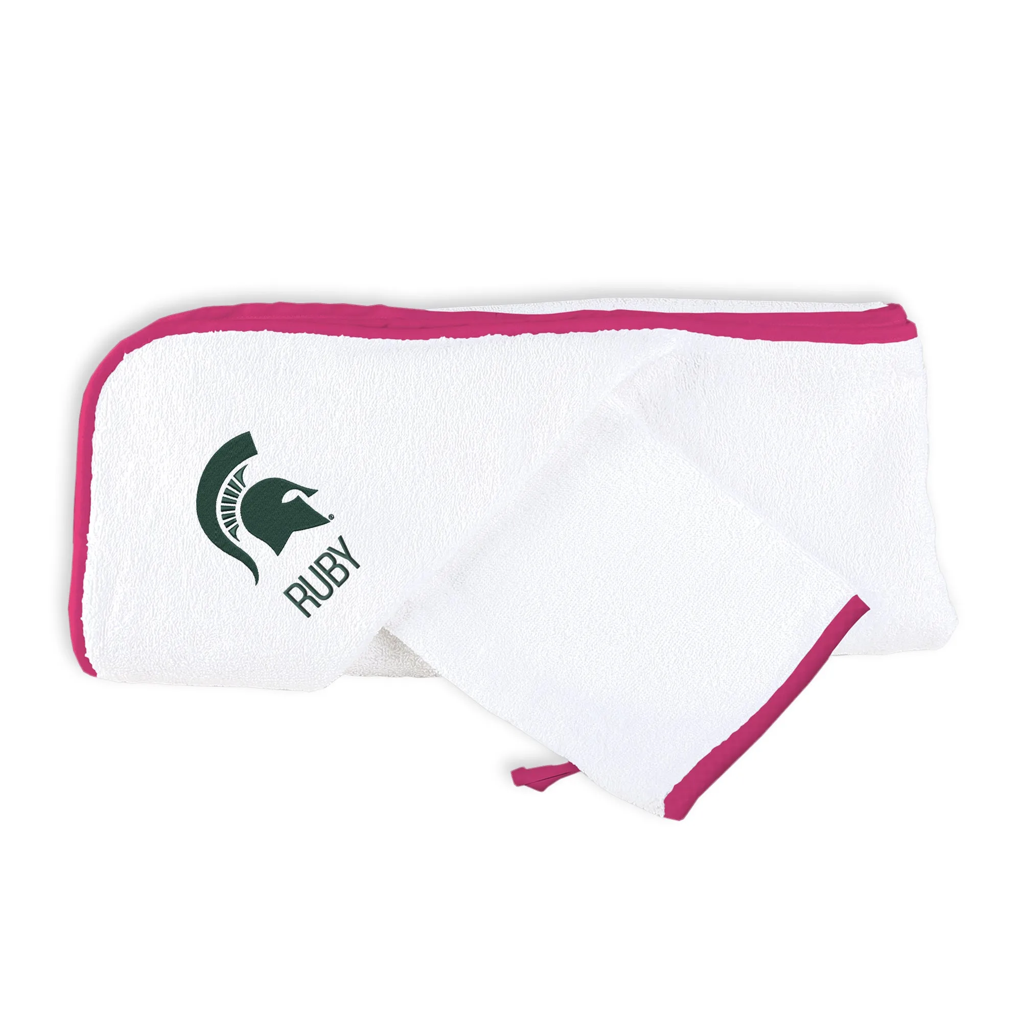 Personalized Michigan State Spartans Hooded Towel & Wash Mitt Set