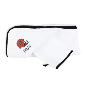 Personalized Syracuse Orange Helmet Hooded Towel & Wash Mitt Set