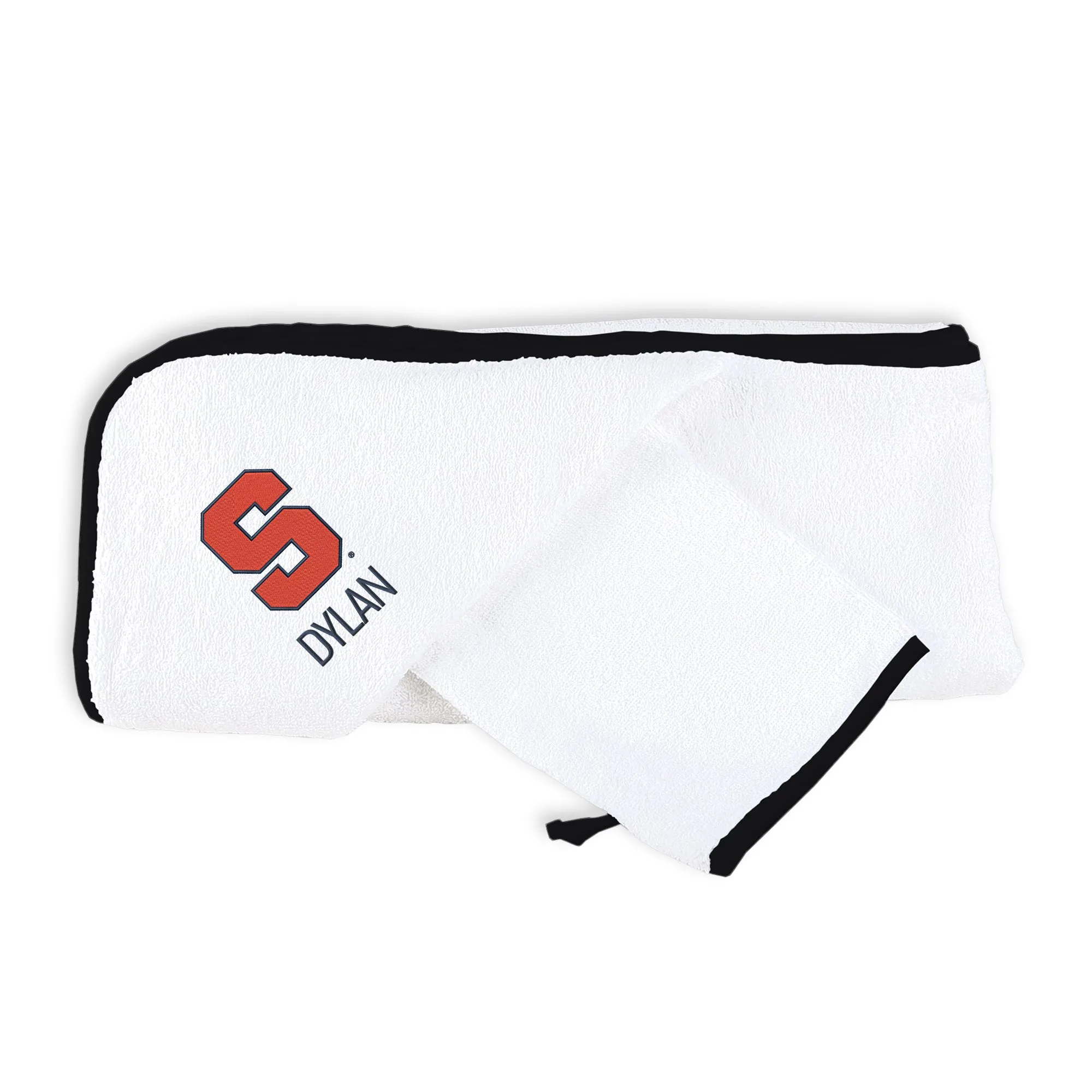 Personalized Syracuse Orange Hooded Towel & Wash Mitt Set