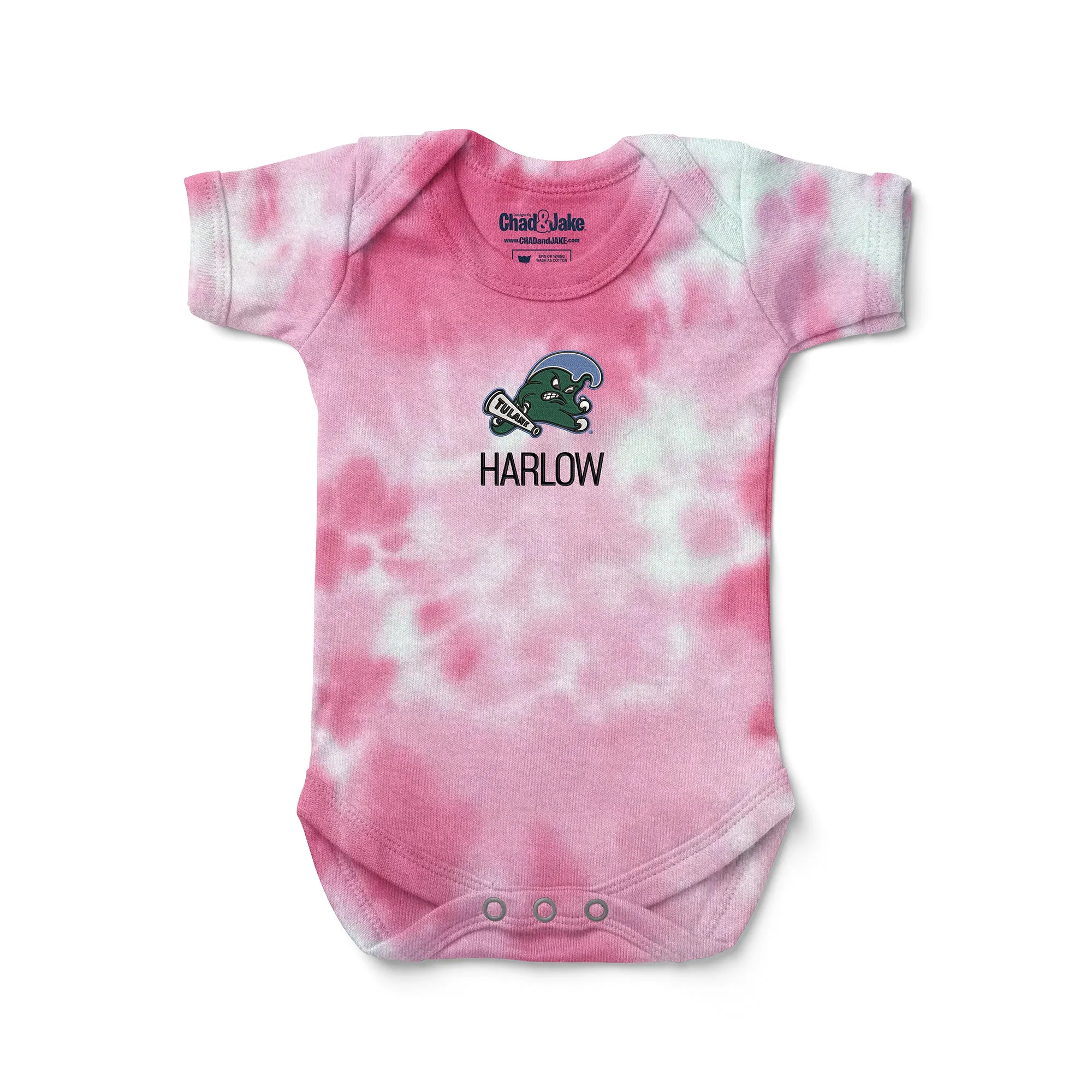 Personalized Tulane Green Wave Tie Dye Bodysuit