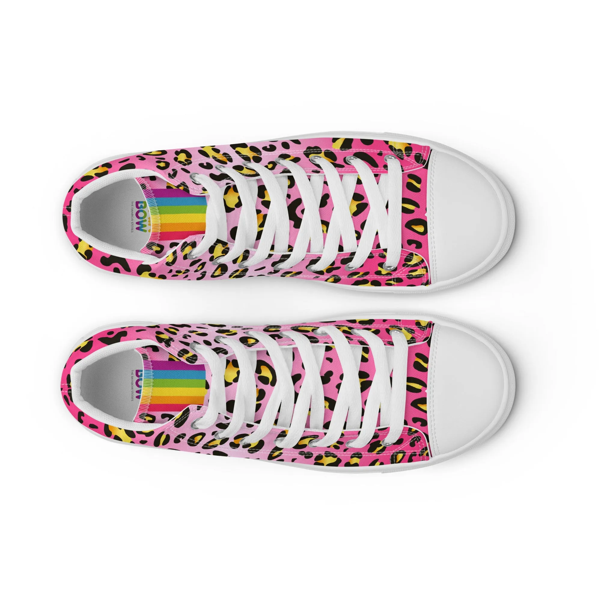 Pink Leopard With Rainbow Pride Flash Hi Top Trainers (female sizes)