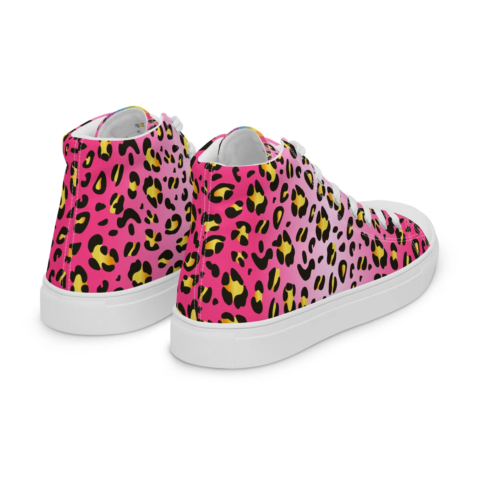 Pink Leopard With Rainbow Pride Flash Hi Top Trainers (female sizes)