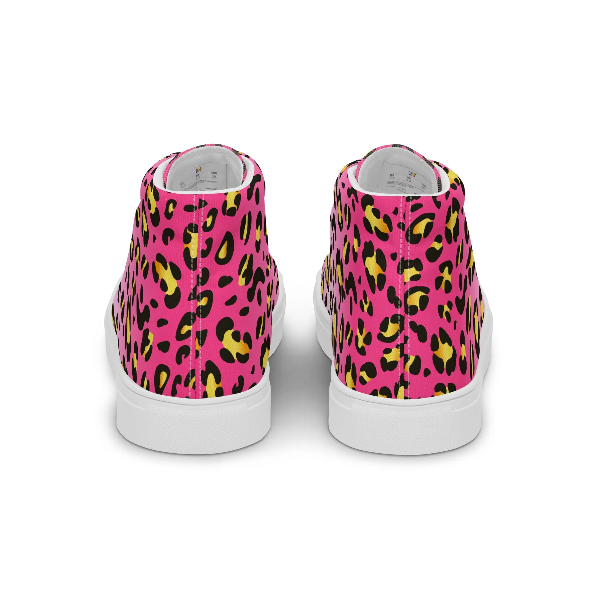 Pink Leopard With Rainbow Pride Flash Hi Top Trainers (female sizes)