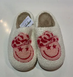 Pink Smiley Sherpa Slippers