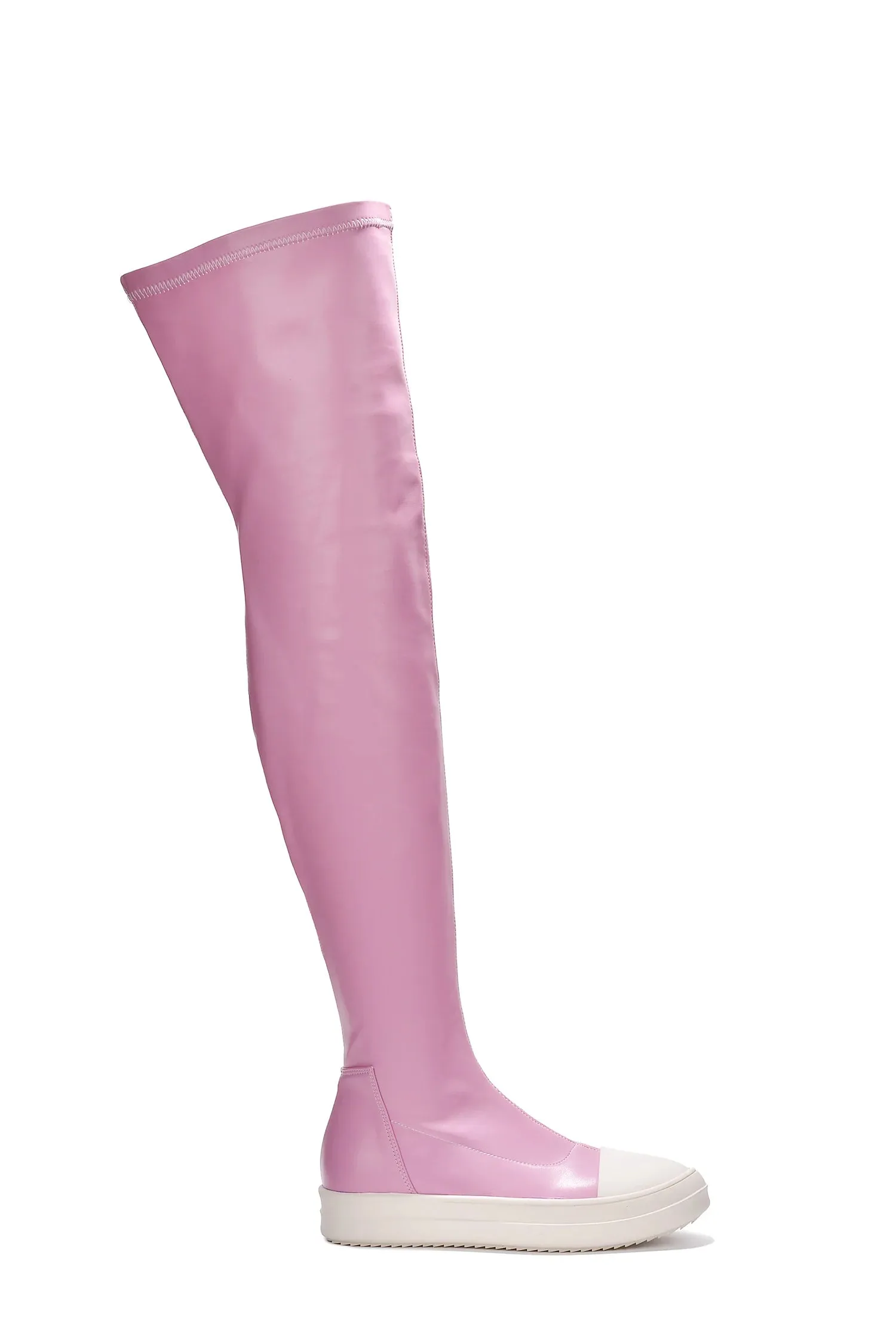 Pink Womens Thigh High Over Knee Sneaker Boots