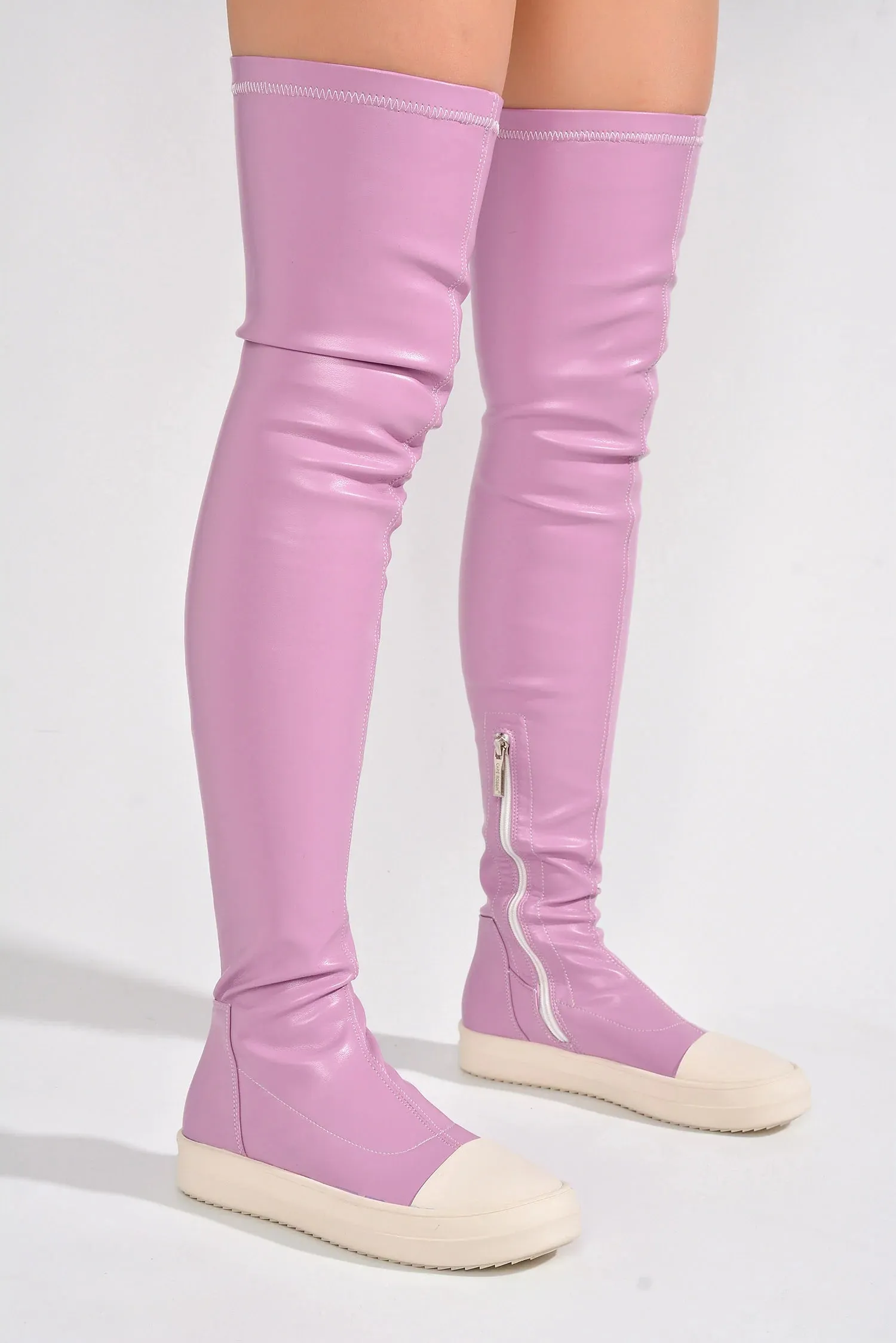 Pink Womens Thigh High Over Knee Sneaker Boots