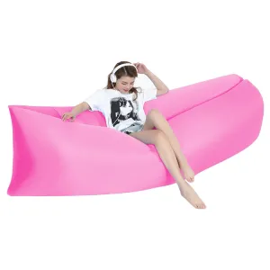 Portable Inflatable Sofa Bed for Camping, Fishing, and Beach, Lazy Air Bed, 78.7 x 27.6 inches (Pink)