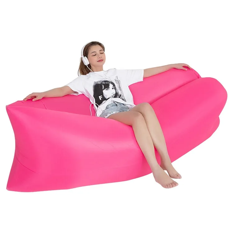 Portable Inflatable Sofa Bed for Camping, Fishing, and Beach, Lazy Air Bed, 78.7 x 27.6 inches (Rose Red)