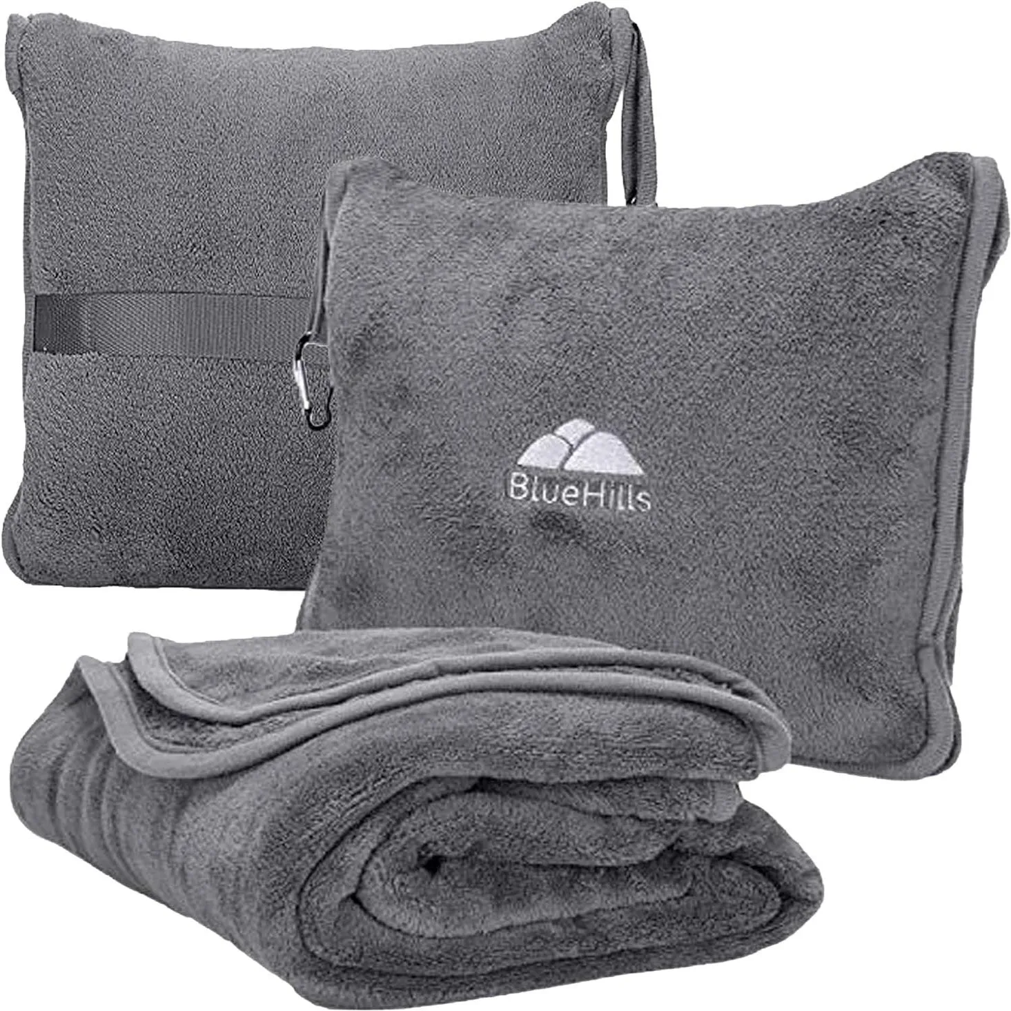 Premium Travel Blanket & Pillow Set - Compact, Grey, Airplane Ready