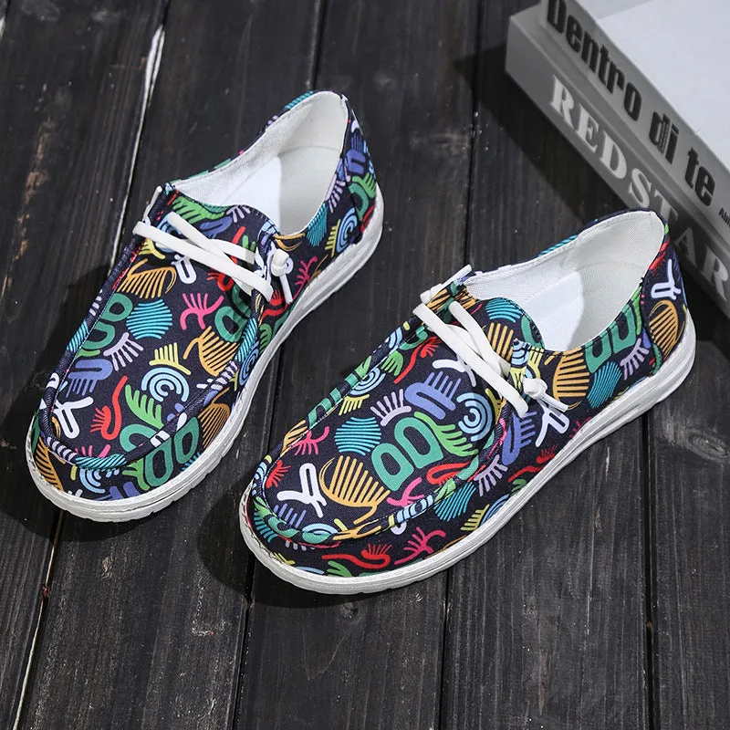 Print Lace-Up Loafers Shoes