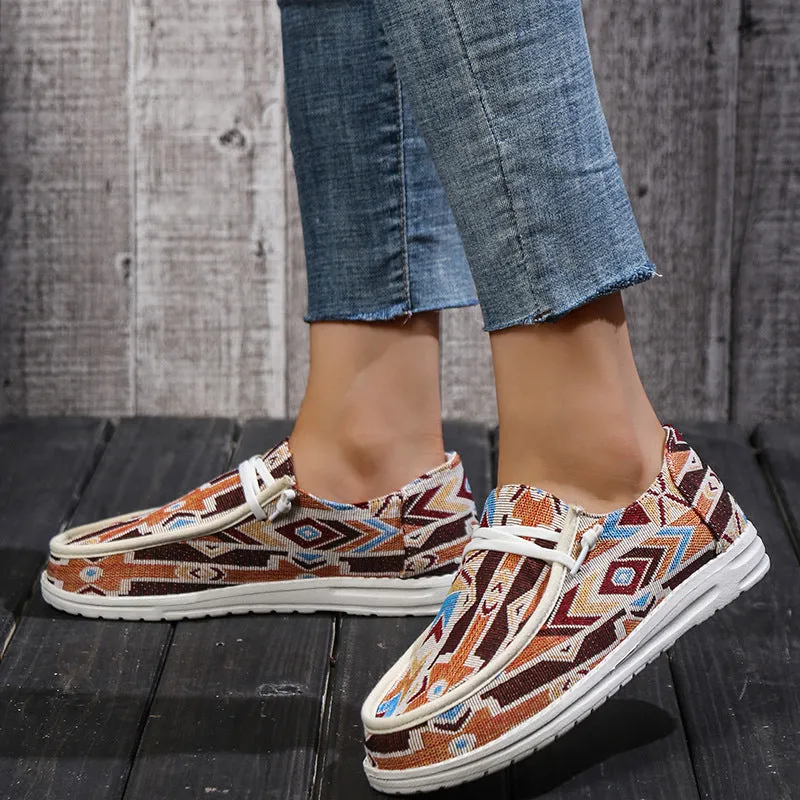 Print Lace-Up Loafers Shoes