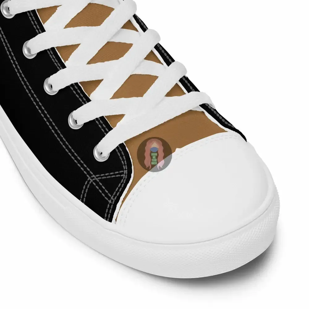 "Land Back, get off their lawn"  Women’s high top canvas shoes