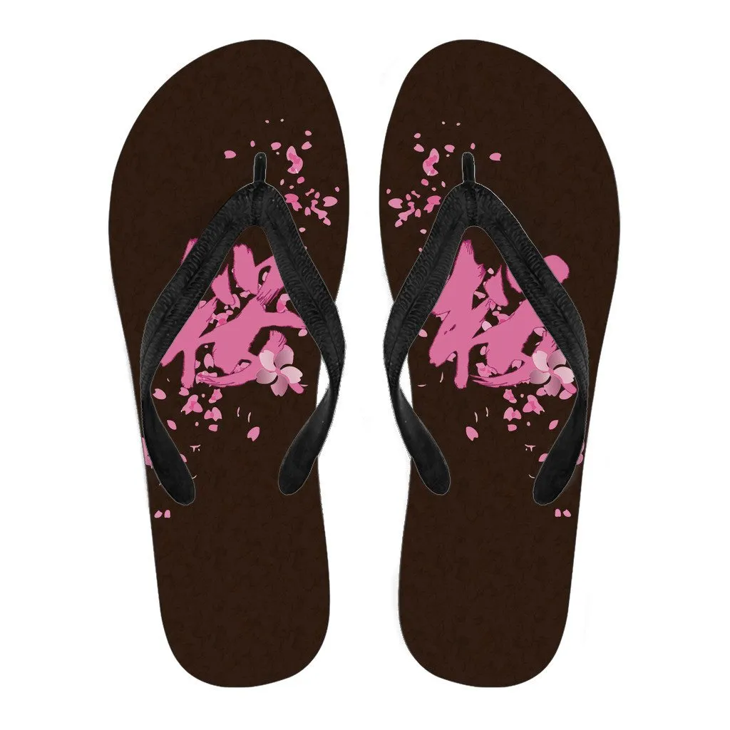 "Sakura" Kanji Flip Flops - Womens