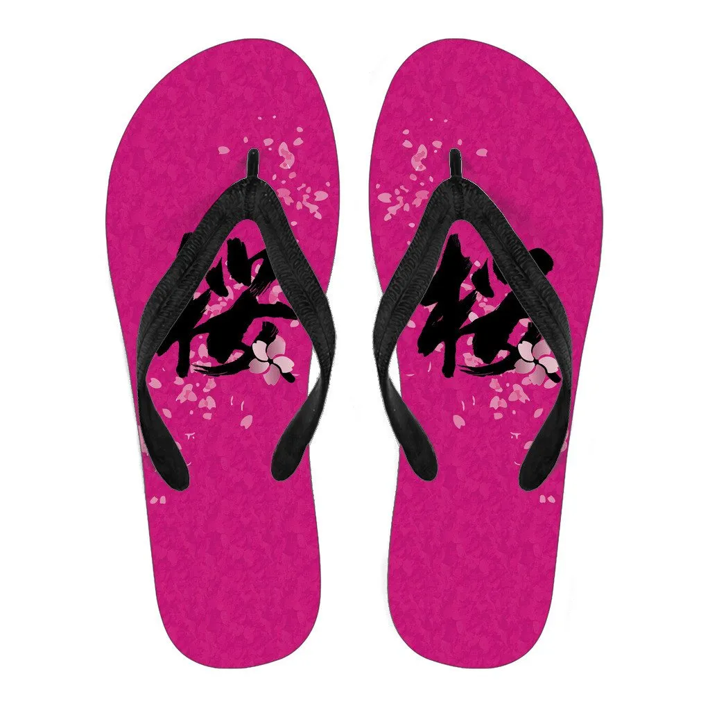 "Sakura" Kanji Flip Flops - Womens