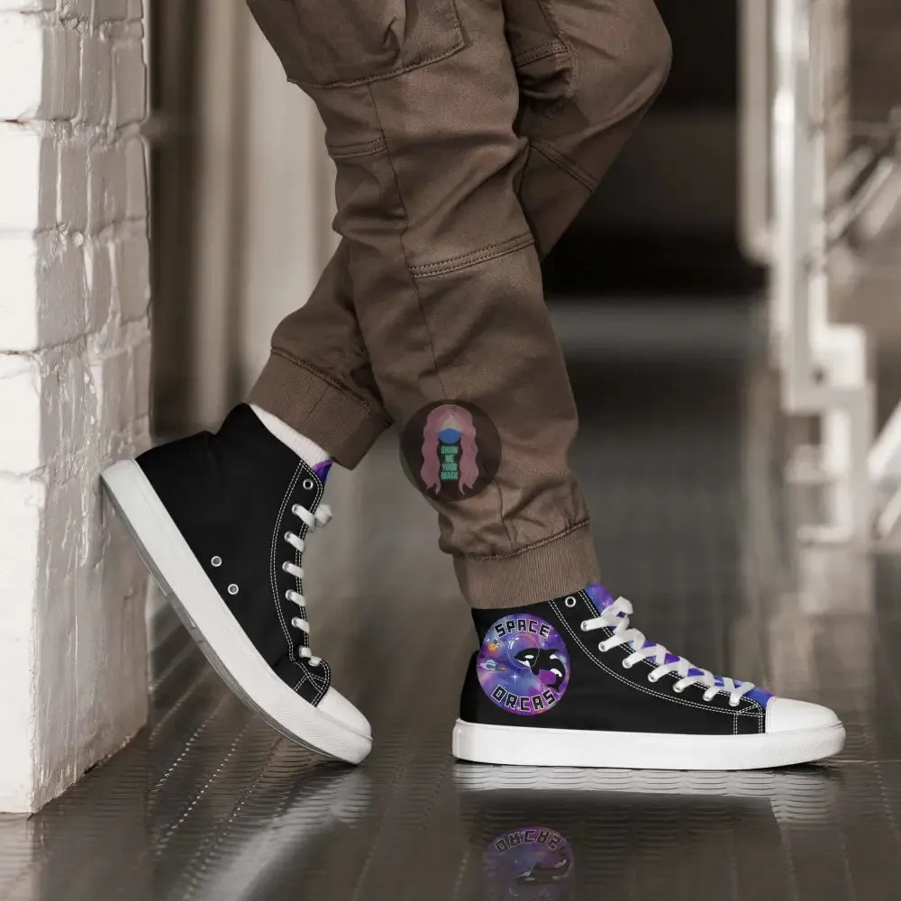 "Space Orca" Men’s high top canvas shoes