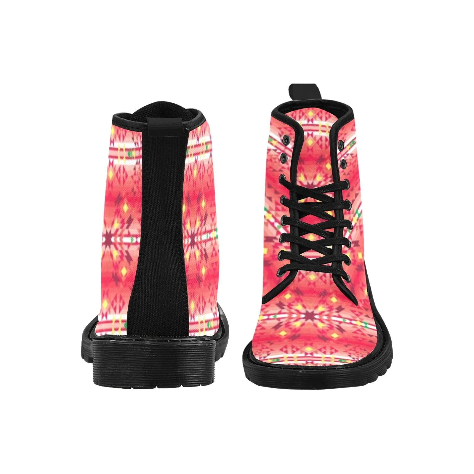 Red Pink Star Boots for Women (Black)