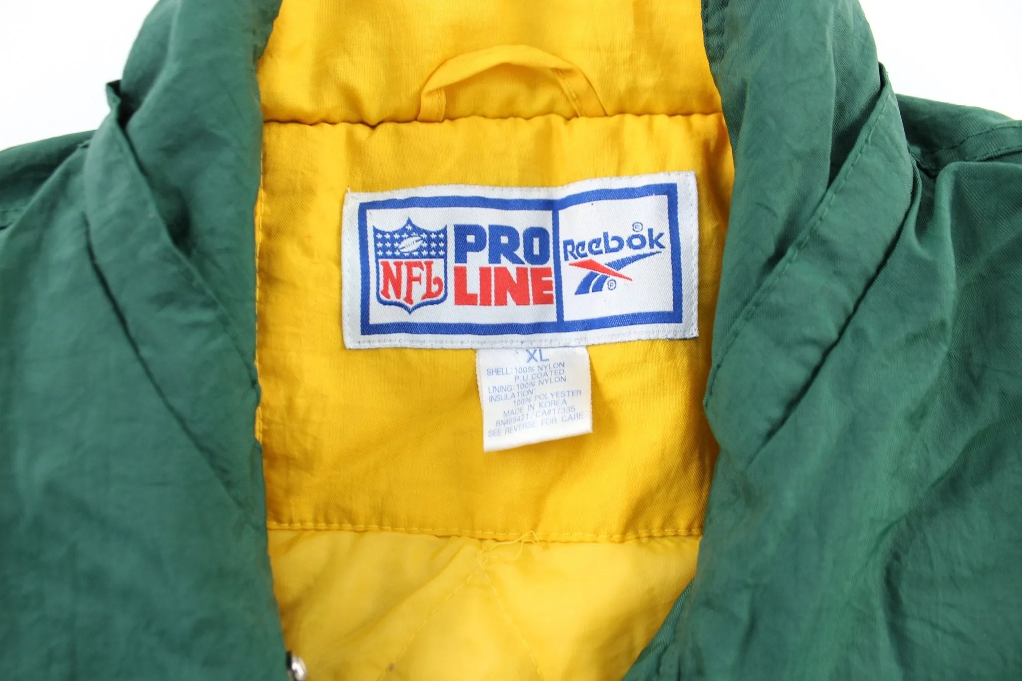 Reebok Embroidered Logo Green Bay Packers Zip Up Jacket