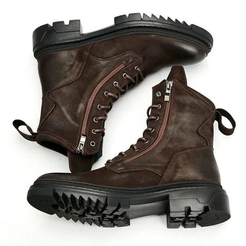 Retro Genuine Leather Motorcycle Mid-calf Boots - Men's Casual Shoes EH321