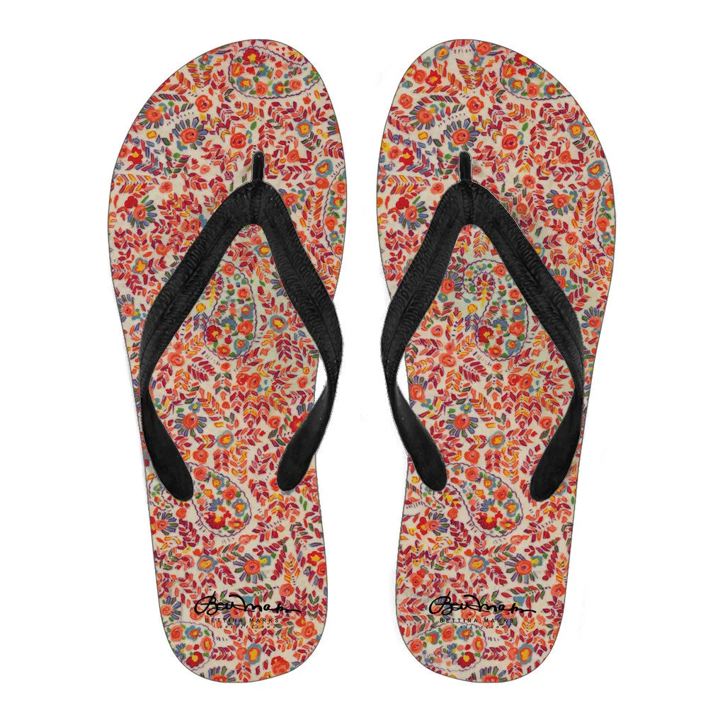 Retro Paisley Flip Flops