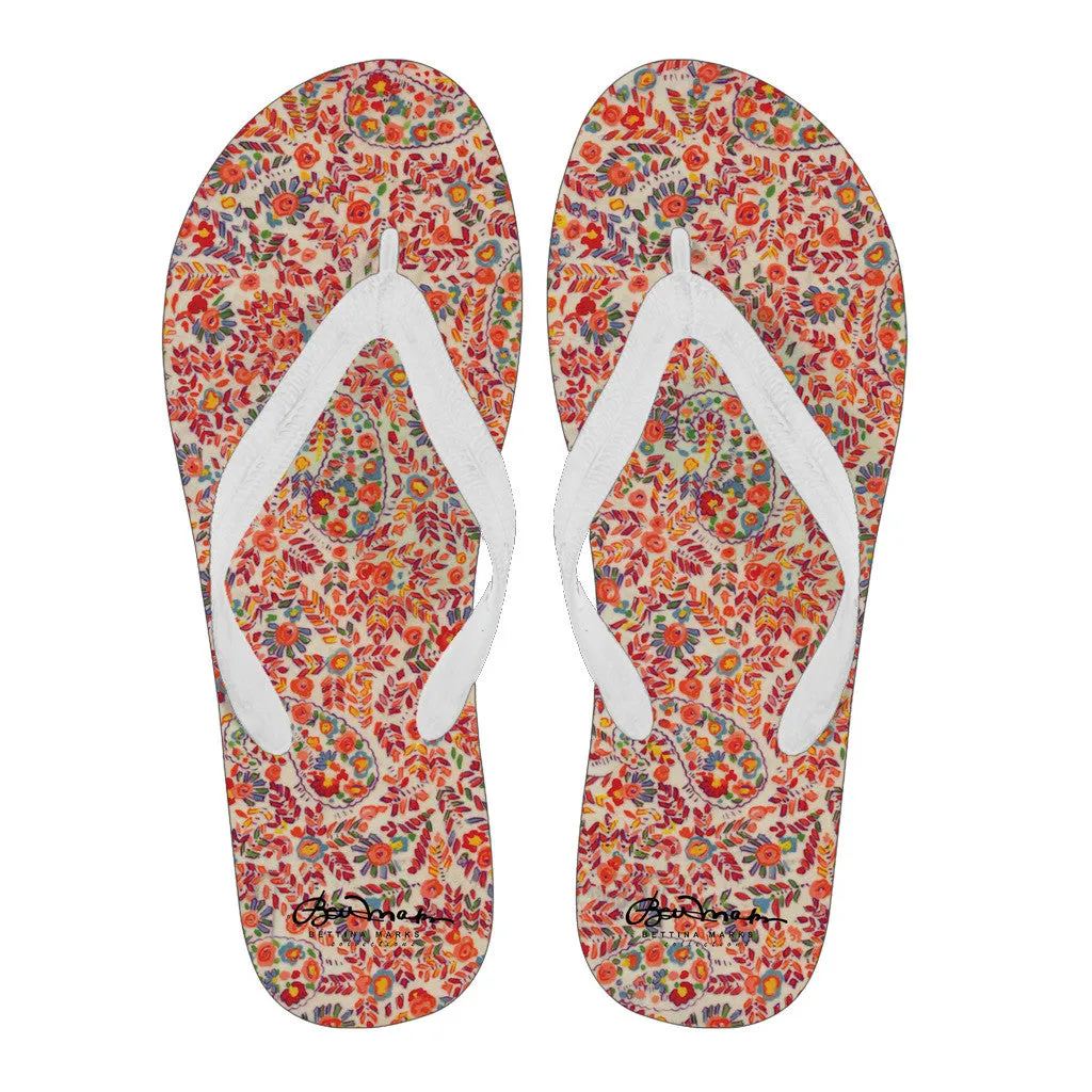 Retro Paisley Flip Flops