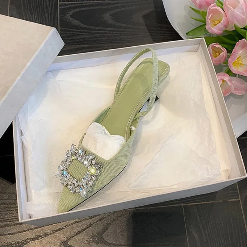 Rhinestone Tip Diamond Slingback sandals