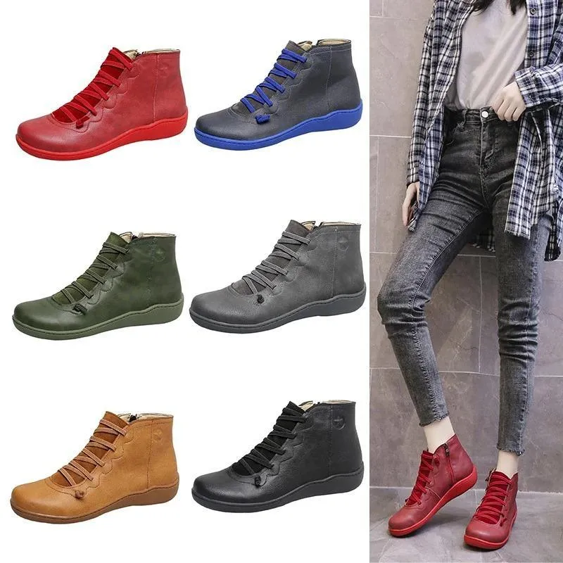 Round Toe Zipper Casual Ankle Boots for Bunions