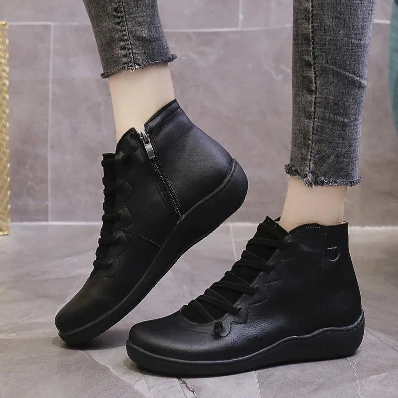 Round Toe Zipper Casual Ankle Boots for Bunions