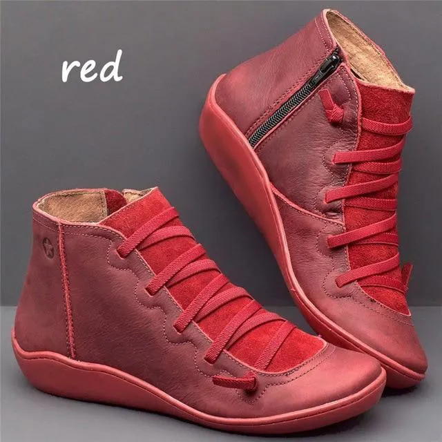 Round Toe Zipper Casual Ankle Boots for Bunions