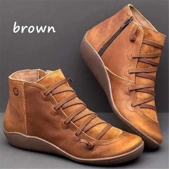 Round Toe Zipper Casual Ankle Boots for Bunions