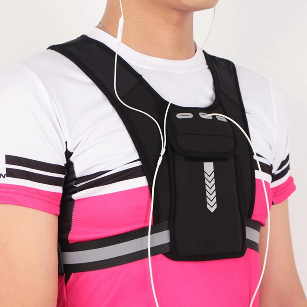 Running Vest Chest Phone Holder Reflective Workout Gear