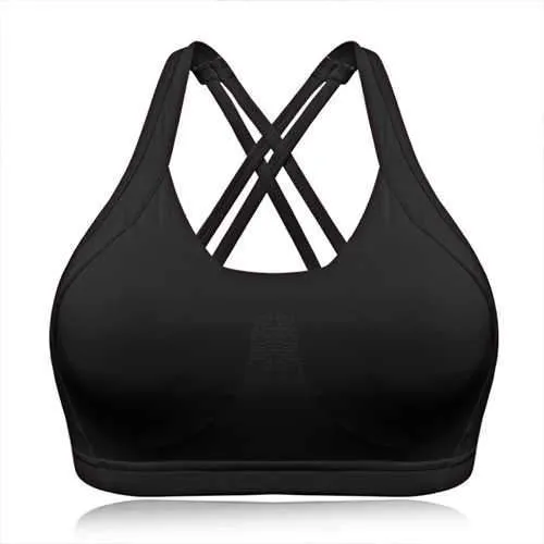 Sexy Cozy Pure Color Back Criss-cross Wireless Full Cup Vest Yoga Sports Bra