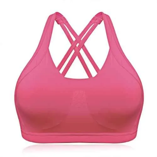 Sexy Cozy Pure Color Back Criss-cross Wireless Full Cup Vest Yoga Sports Bra