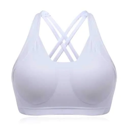 Sexy Cozy Pure Color Back Criss-cross Wireless Full Cup Vest Yoga Sports Bra