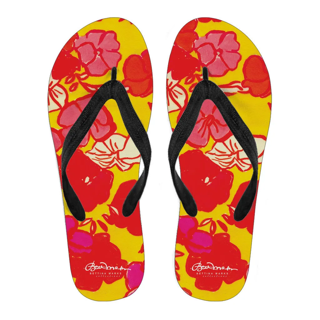 Sixties Floral Flip Flops