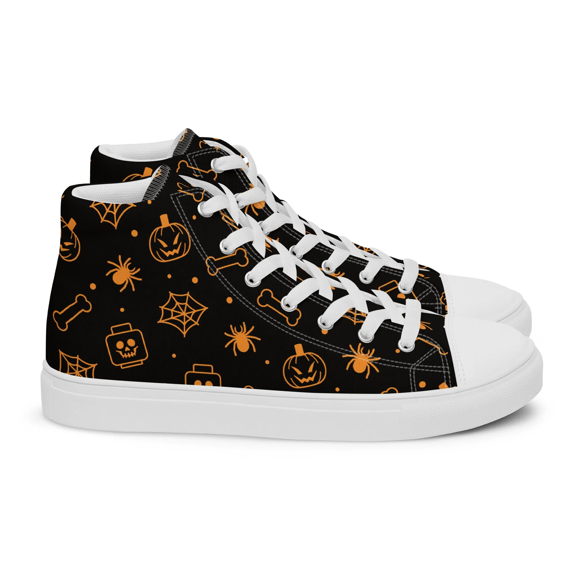 Skeletons Ghost Spiders Halloween Women’s high top canvas shoes